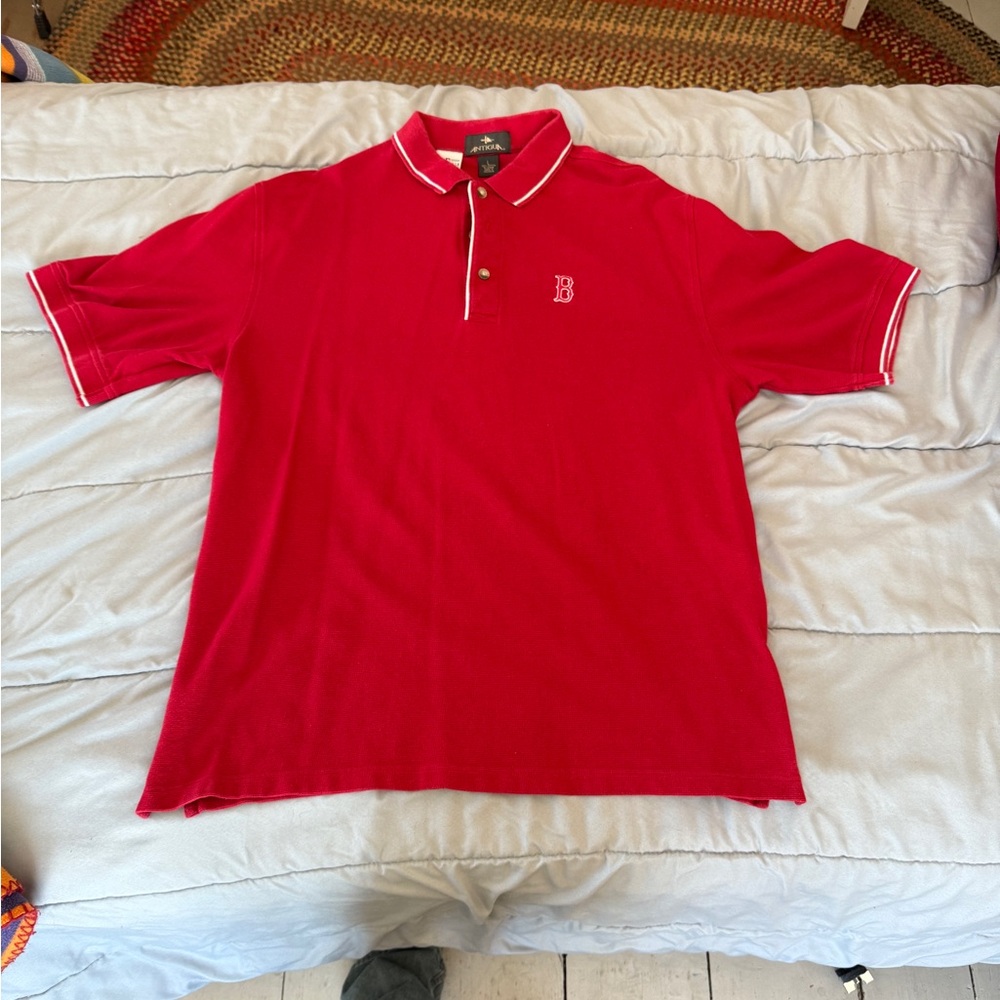 Antigua Red Polo Shirt with White Accents